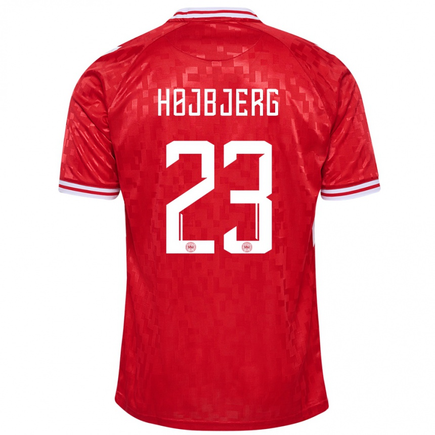 Kids Football Denmark Pierre Emile Hojbjerg #23 Red Home Jersey 24-26 T-Shirt