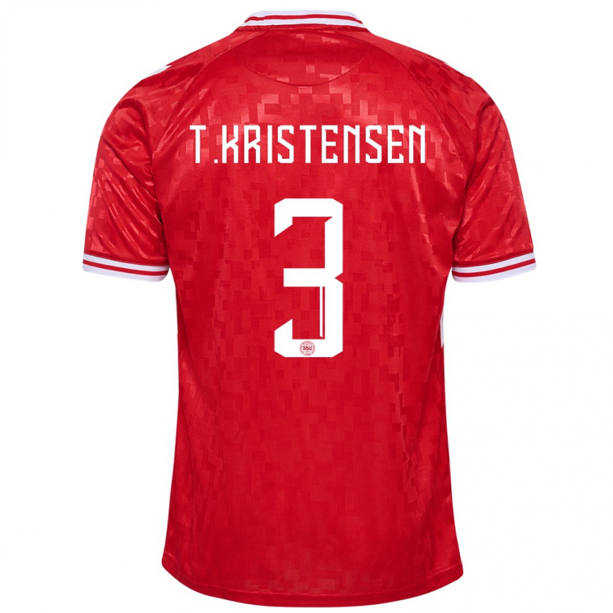 Kids Football Denmark Thomas Kristensen #3 Red Home Jersey 24-26 T-Shirt