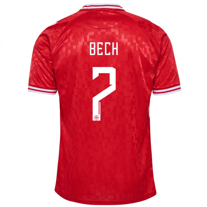 Kids Football Denmark Tobias Bech #7 Red Home Jersey 24-26 T-Shirt