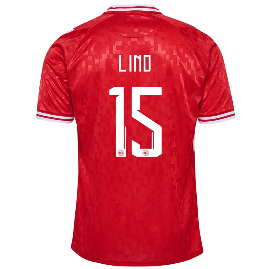 Kids Football Denmark Victor Lind #15 Red Home Jersey 24-26 T-Shirt