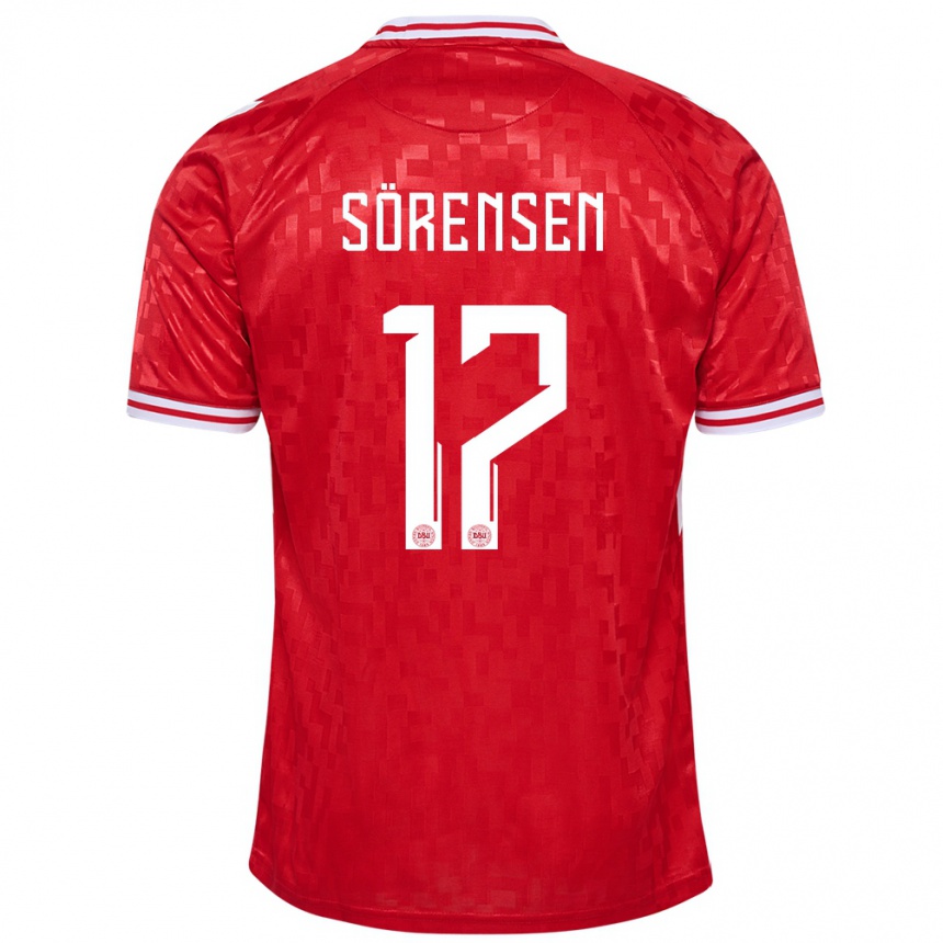 Kids Football Denmark Oliver Sörensen #17 Red Home Jersey 24-26 T-Shirt