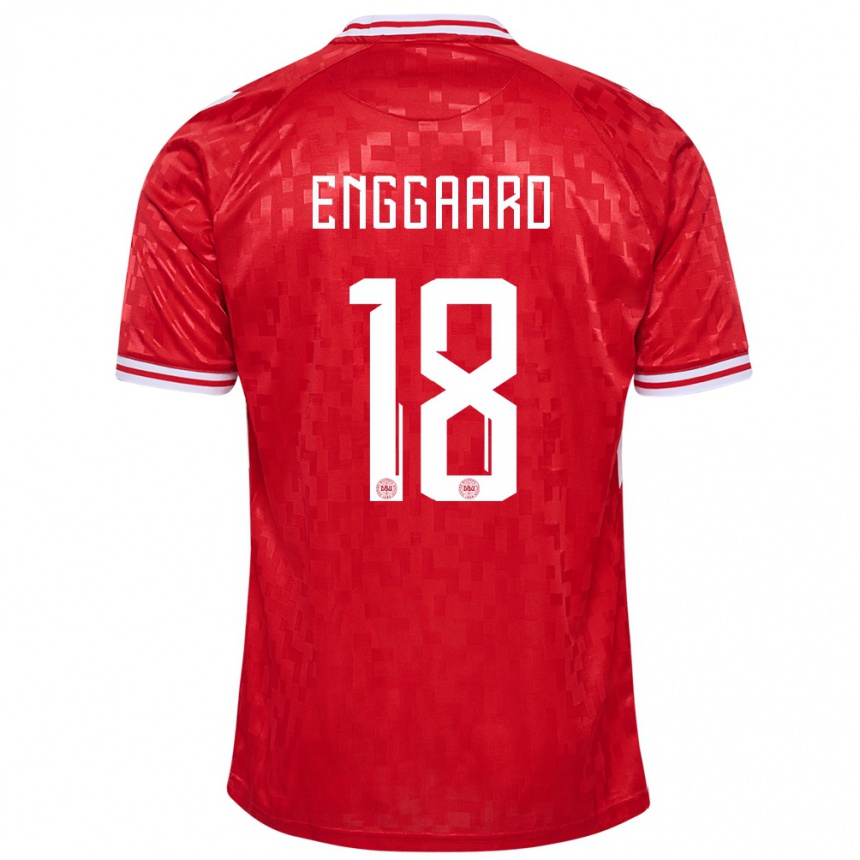 Kids Football Denmark Mads Enggaard #18 Red Home Jersey 24-26 T-Shirt