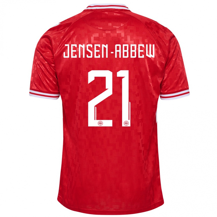 Kids Football Denmark Jonas Jensen-Abbew #21 Red Home Jersey 24-26 T-Shirt