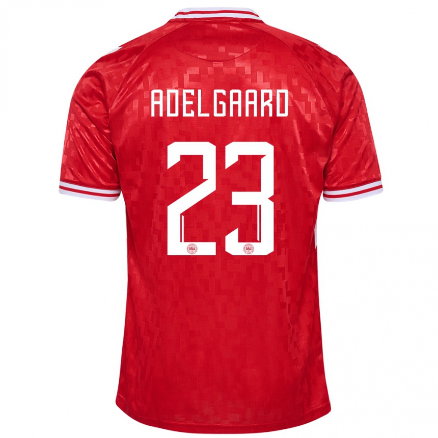 Kids Football Denmark Aske Adelgaard #23 Red Home Jersey 24-26 T-Shirt