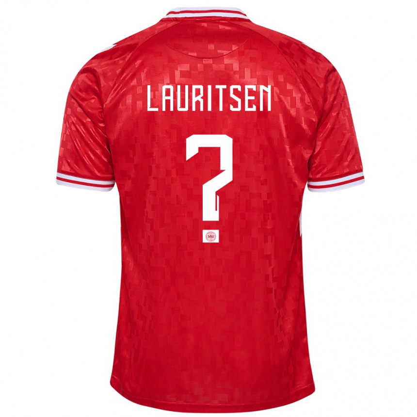 Kids Football Denmark Mads Lauritsen #0 Red Home Jersey 24-26 T-Shirt