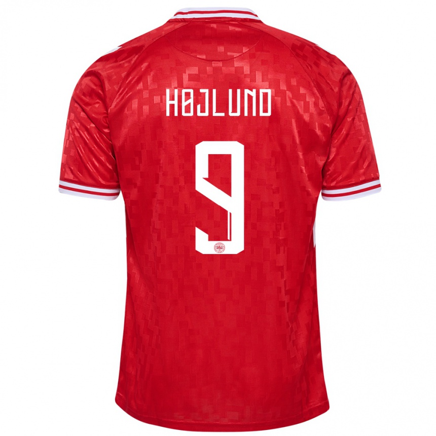 Kids Football Denmark Emil Højlund #9 Red Home Jersey 24-26 T-Shirt