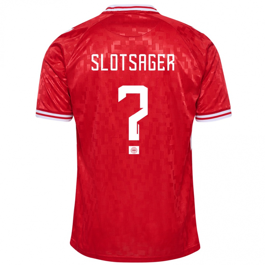 Kids Football Denmark Tobias Slotsager #0 Red Home Jersey 24-26 T-Shirt