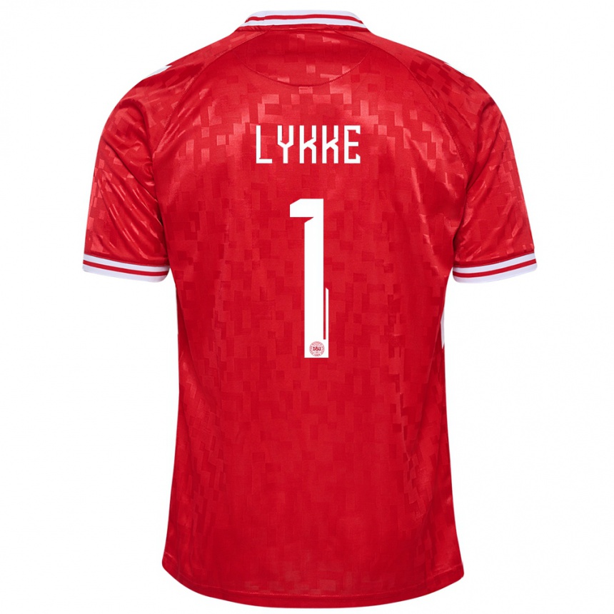 Kids Football Denmark William Lykke #1 Red Home Jersey 24-26 T-Shirt