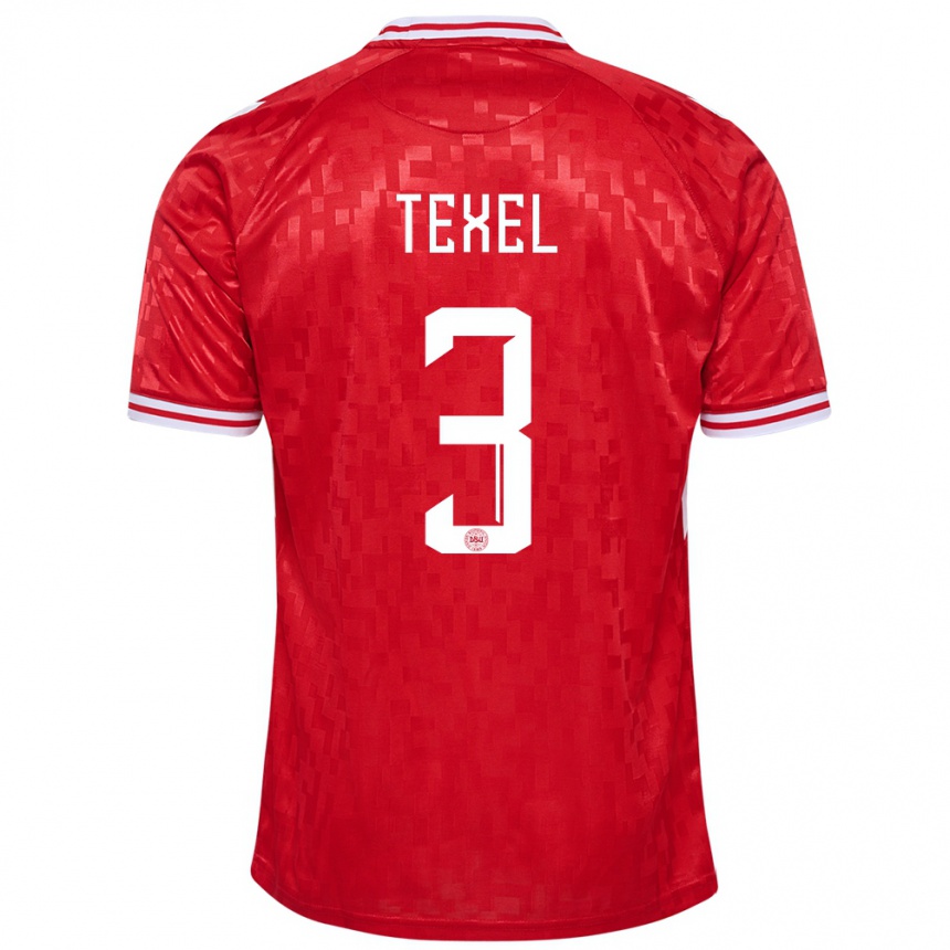 Kids Football Denmark Pontus Texel #3 Red Home Jersey 24-26 T-Shirt