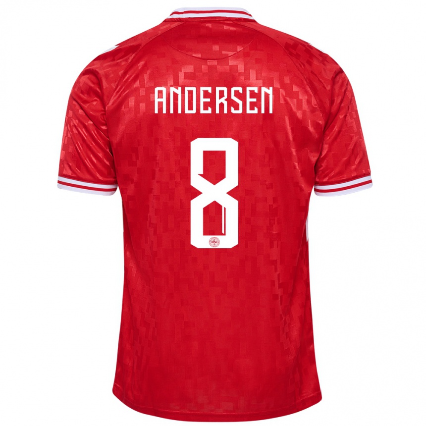 Kids Football Denmark Silas Andersen #8 Red Home Jersey 24-26 T-Shirt