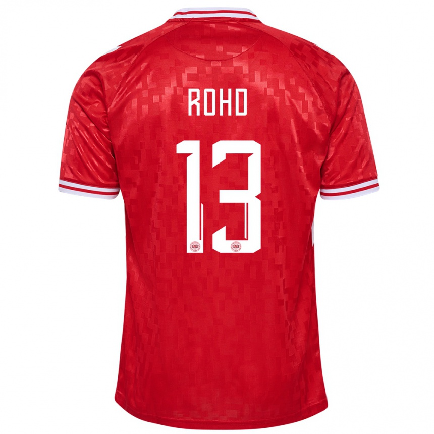 Kids Football Denmark Emil Rohd #13 Red Home Jersey 24-26 T-Shirt