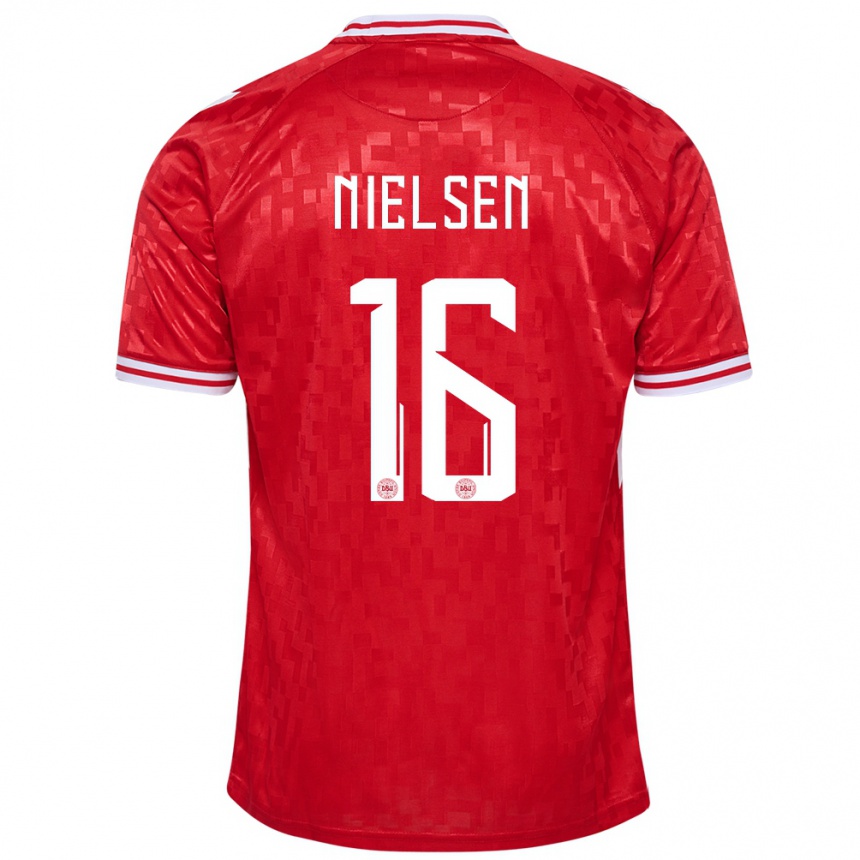 Kids Football Denmark Magnus Nielsen #16 Red Home Jersey 24-26 T-Shirt