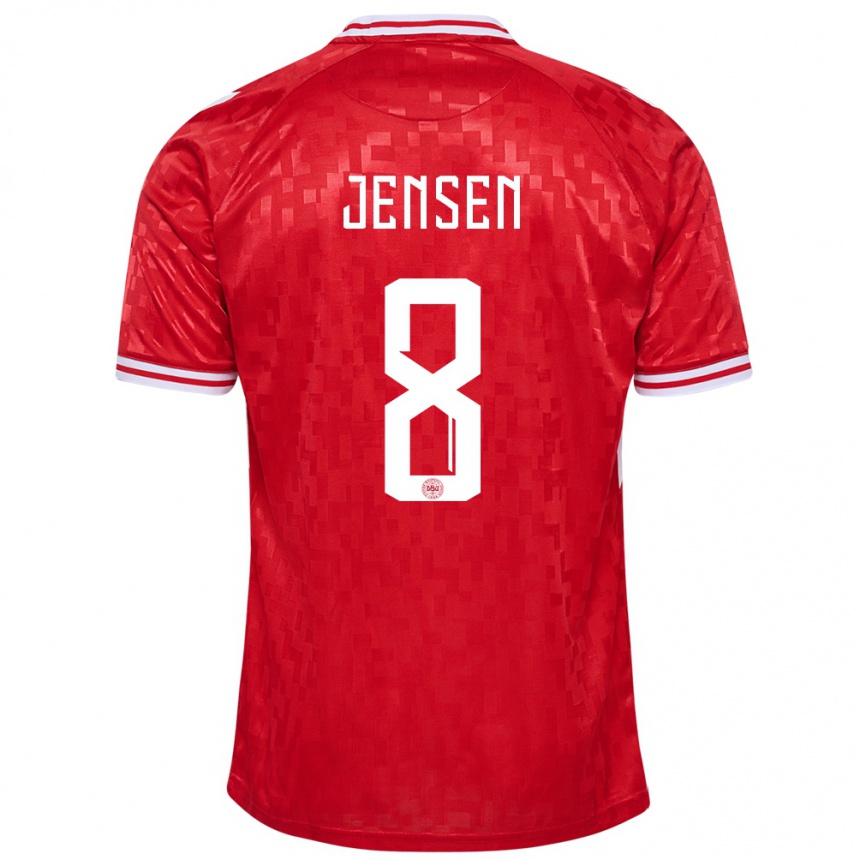 Kids Football Denmark Tobias Lund Jensen #8 Red Home Jersey 24-26 T-Shirt