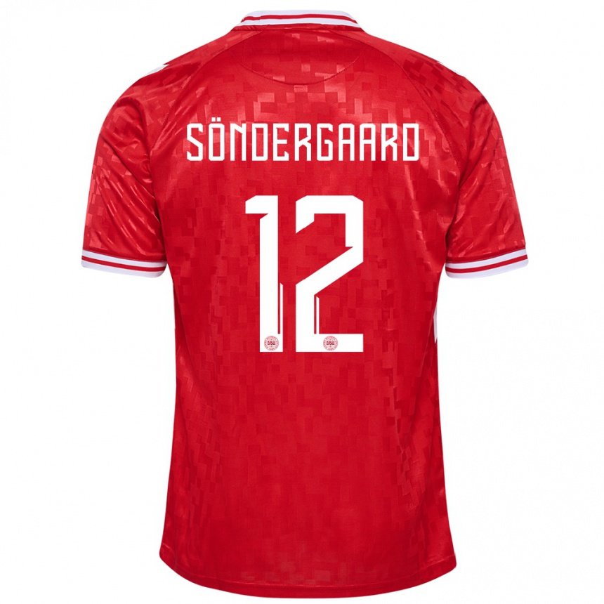 Kids Football Denmark Philip Söndergaard #12 Red Home Jersey 24-26 T-Shirt