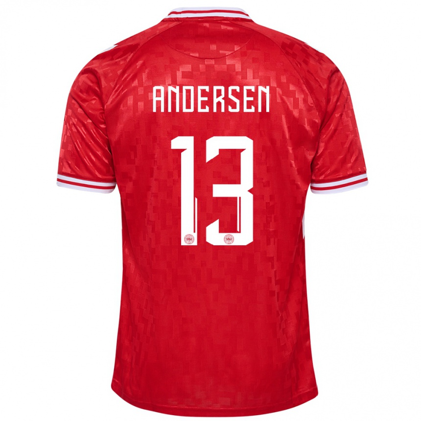 Kids Football Denmark Frej Andersen #13 Red Home Jersey 24-26 T-Shirt