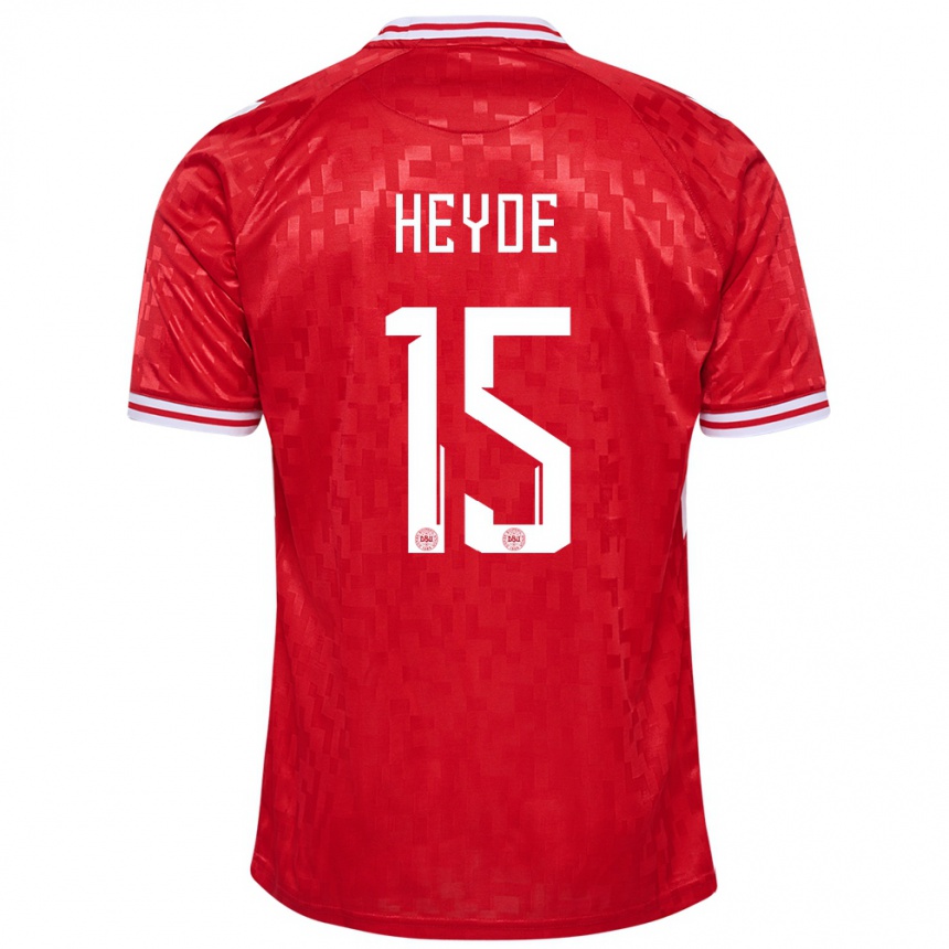 Kids Football Denmark Malte Heyde #15 Red Home Jersey 24-26 T-Shirt