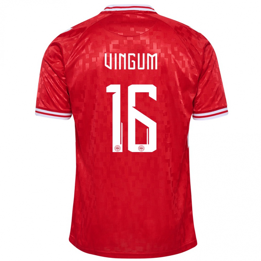 Kids Football Denmark Alberte Vingum #16 Red Home Jersey 24-26 T-Shirt