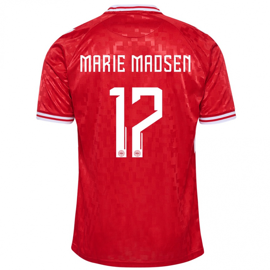 Kids Football Denmark Rikke Marie Madsen #17 Red Home Jersey 24-26 T-Shirt