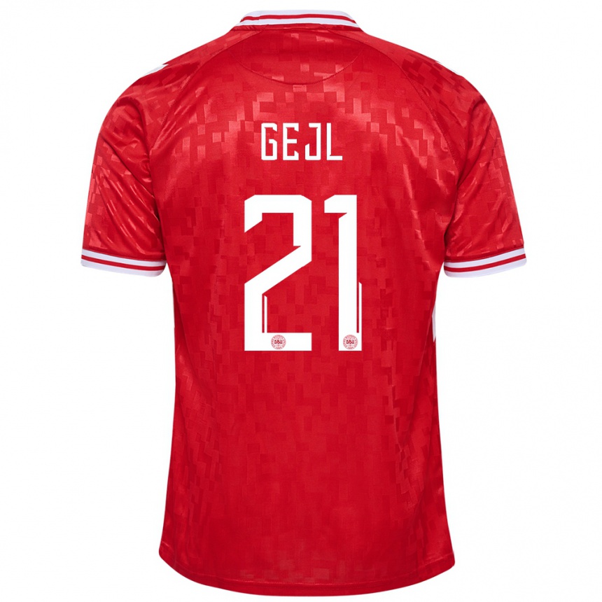 Kids Football Denmark Mille Gejl #21 Red Home Jersey 24-26 T-Shirt