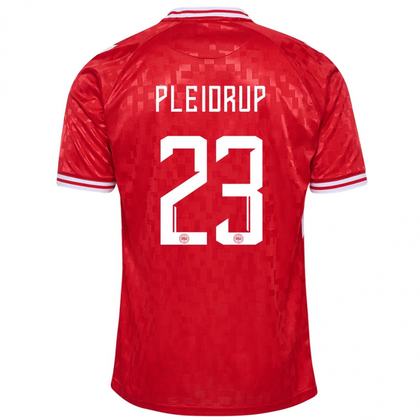 Kids Football Denmark Caroline Pleidrup #23 Red Home Jersey 24-26 T-Shirt