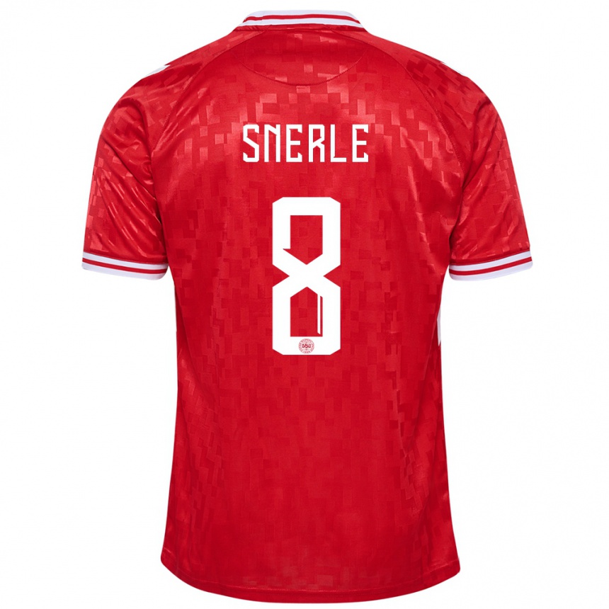 Kids Football Denmark Emma Snerle #8 Red Home Jersey 24-26 T-Shirt