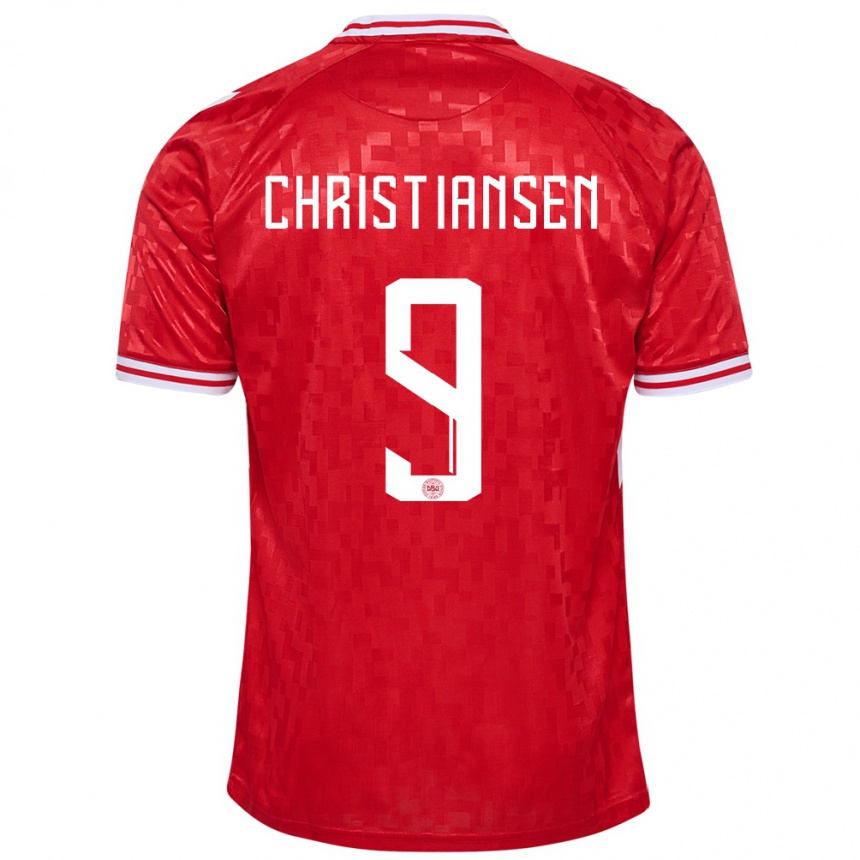 Kids Football Denmark Nanna Christiansen #9 Red Home Jersey 24-26 T-Shirt