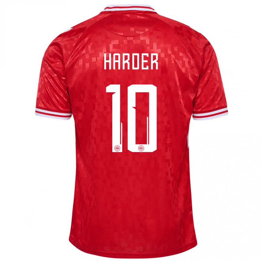 Kids Football Denmark Pernille Harder #10 Red Home Jersey 24-26 T-Shirt