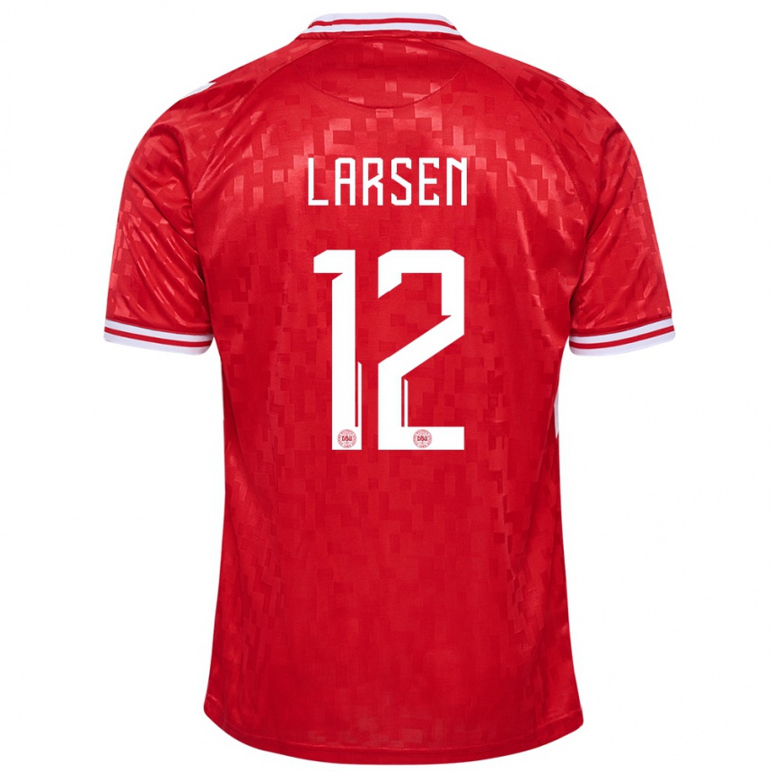 Kids Football Denmark Stine Larsen #12 Red Home Jersey 24-26 T-Shirt