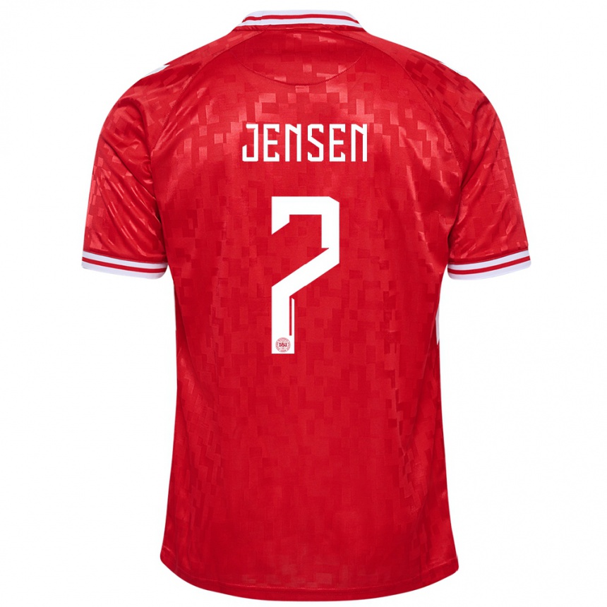 Kids Football Denmark Victor Jensen #7 Red Home Jersey 24-26 T-Shirt