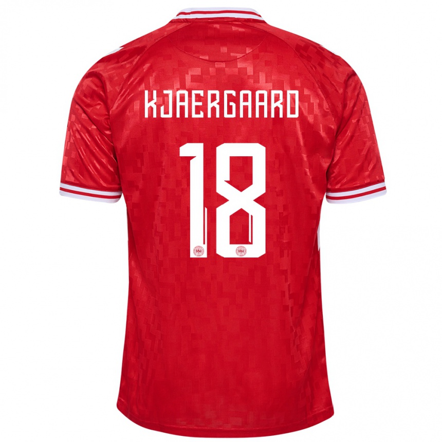 Kids Football Denmark Maurits Kjaergaard #18 Red Home Jersey 24-26 T-Shirt