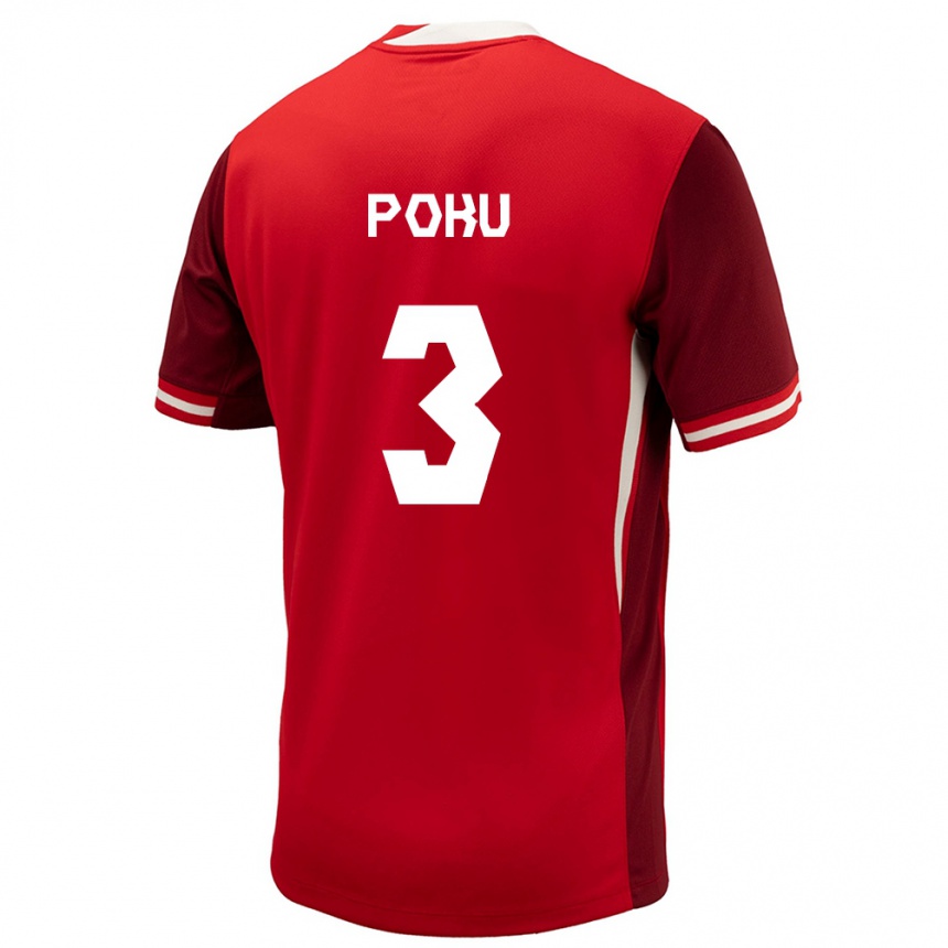 Kids Football Canada Kwasi Poku #3 Red Home Jersey 24-26 T-Shirt