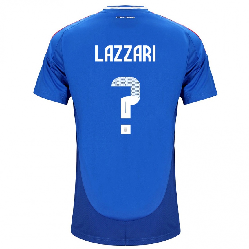 Kids Football Italy Manuel Lazzari #0 Blue Home Jersey 24-26 T-Shirt