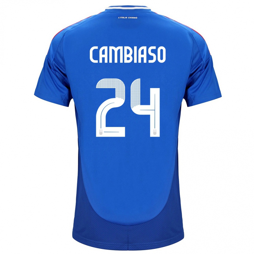 Kids Football Italy Andrea Cambiaso #24 Blue Home Jersey 24-26 T-Shirt