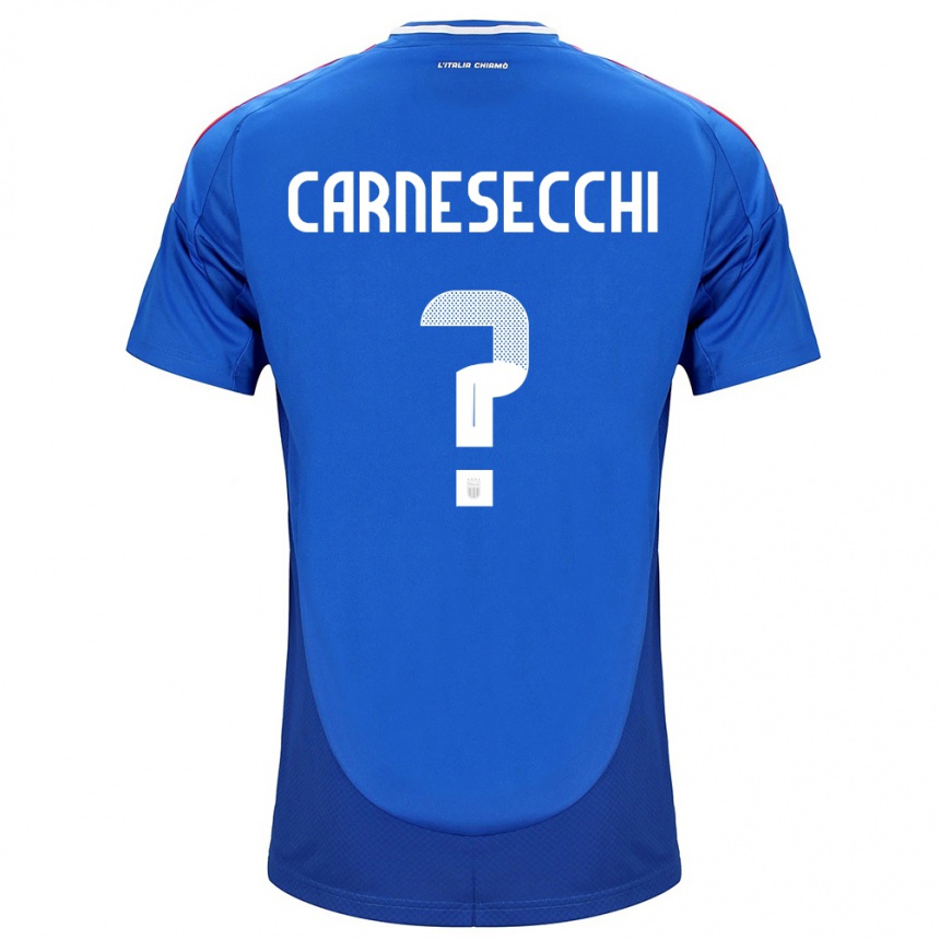 Kids Football Italy Marco Carnesecchi #0 Blue Home Jersey 24-26 T-Shirt