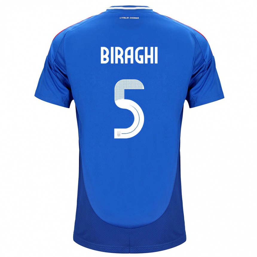 Kids Football Italy Cristiano Biraghi #5 Blue Home Jersey 24-26 T-Shirt