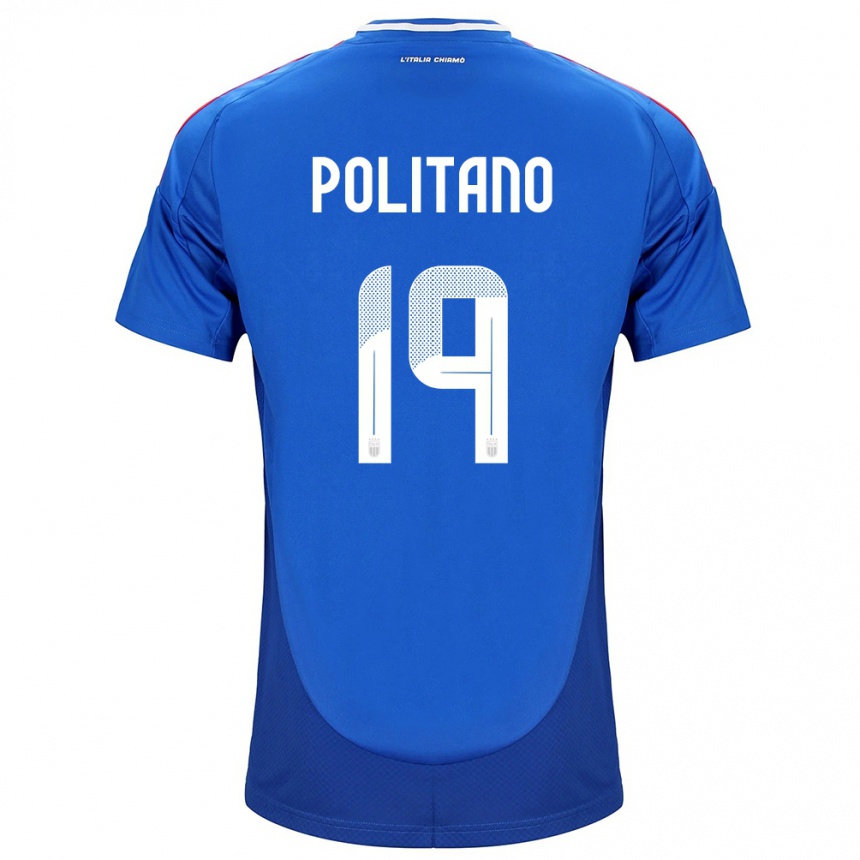 Kids Football Italy Matteo Politano #19 Blue Home Jersey 24-26 T-Shirt