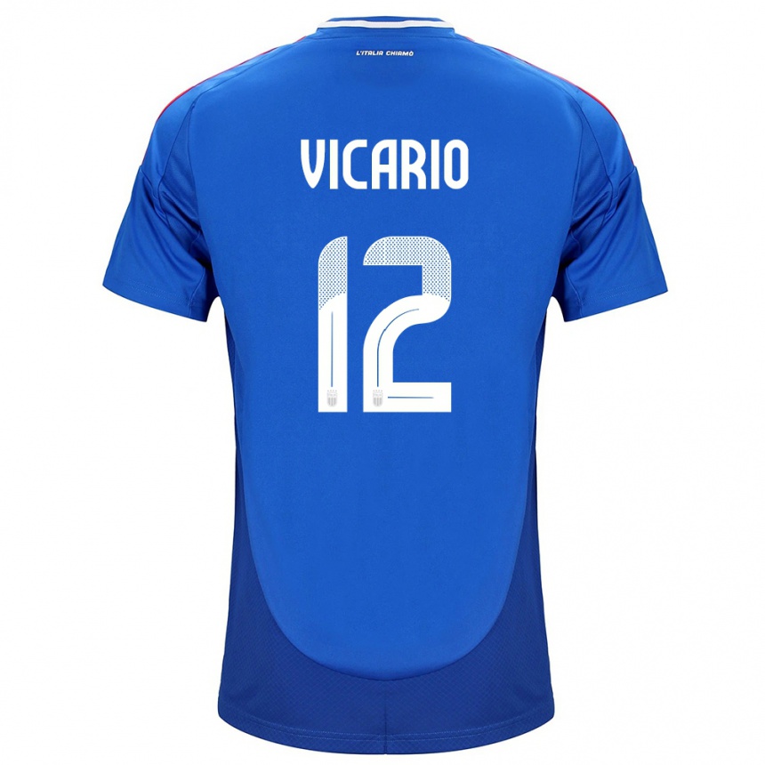 Kids Football Italy Guglielmo Vicario #12 Blue Home Jersey 24-26 T-Shirt