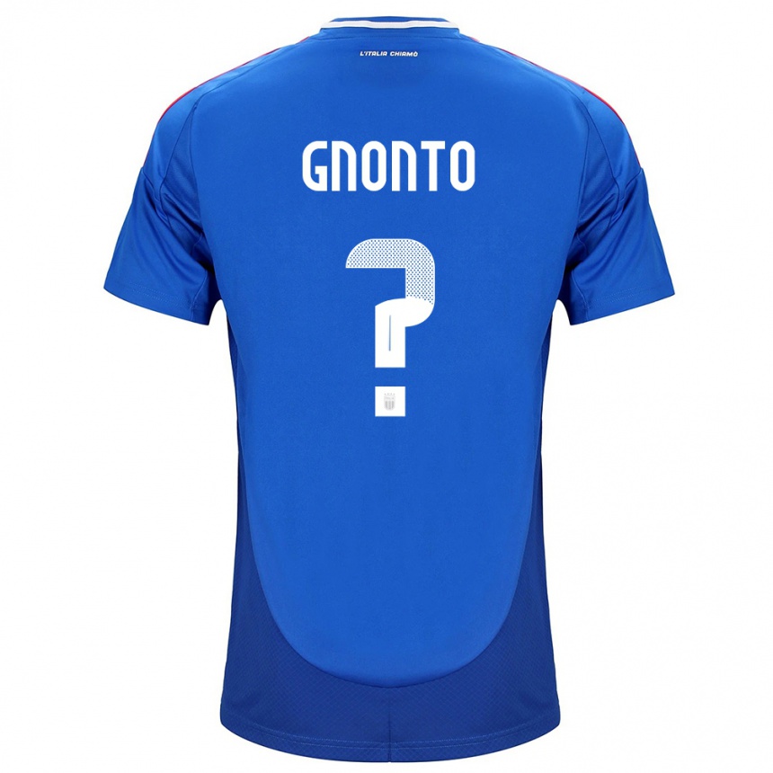 Kids Football Italy Wilfried Gnonto #0 Blue Home Jersey 24-26 T-Shirt
