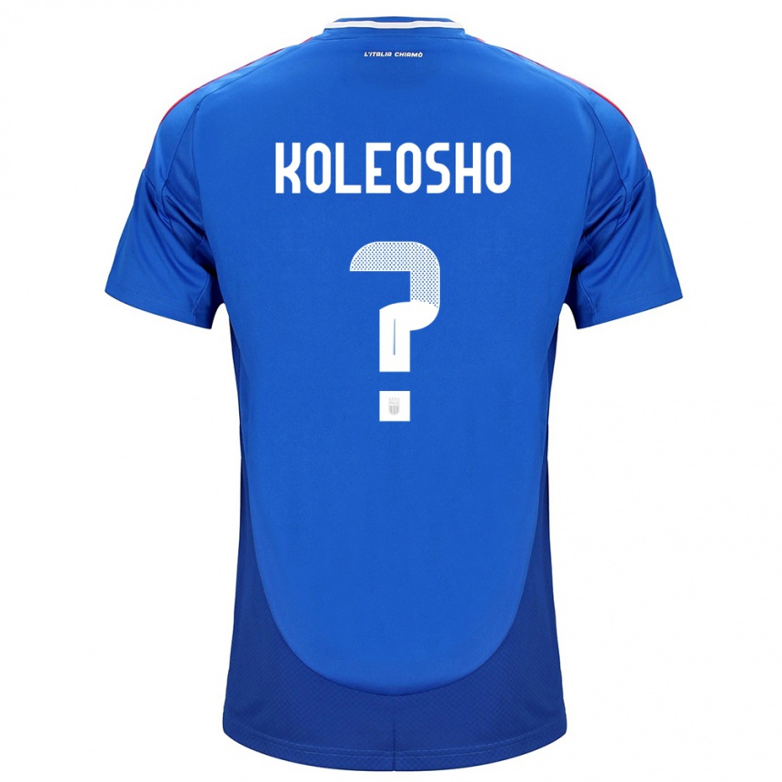 Kids Football Italy Luca Koleosho #0 Blue Home Jersey 24-26 T-Shirt