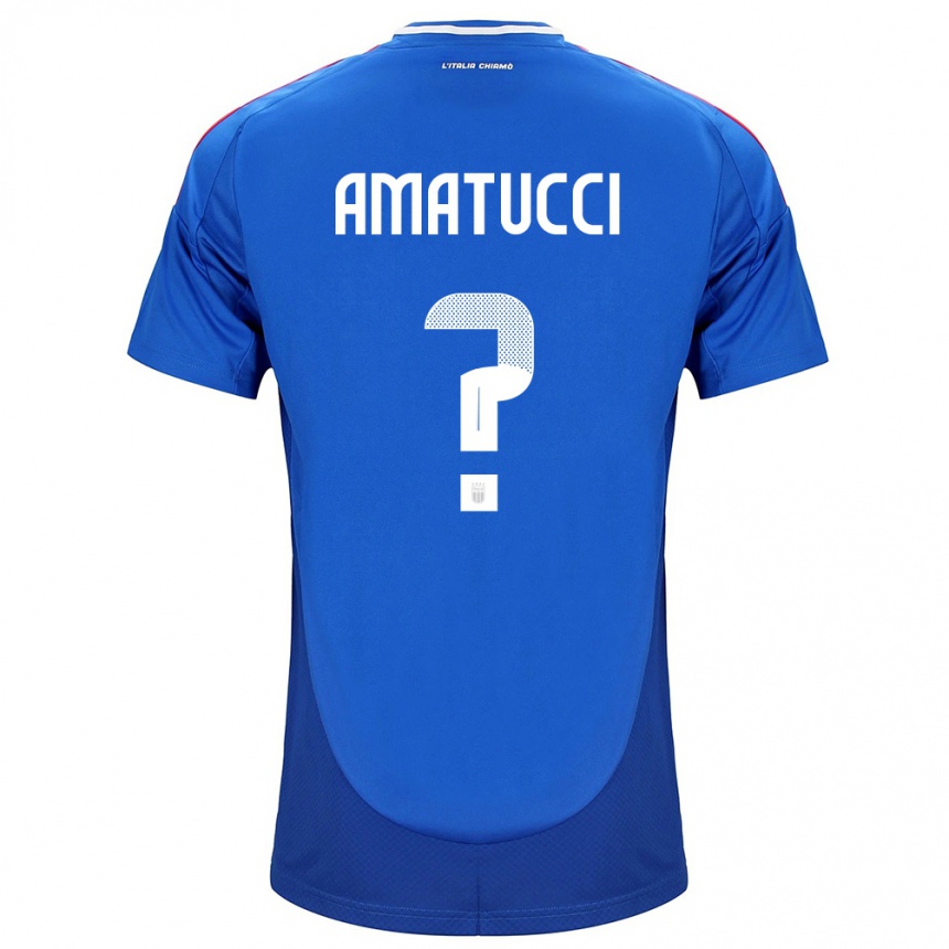 Kids Football Italy Lorenzo Amatucci #0 Blue Home Jersey 24-26 T-Shirt