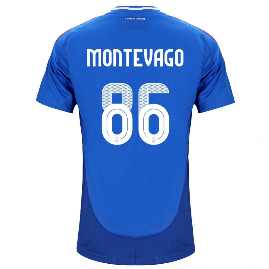 Kids Football Italy Daniele Montevago #86 Blue Home Jersey 24-26 T-Shirt