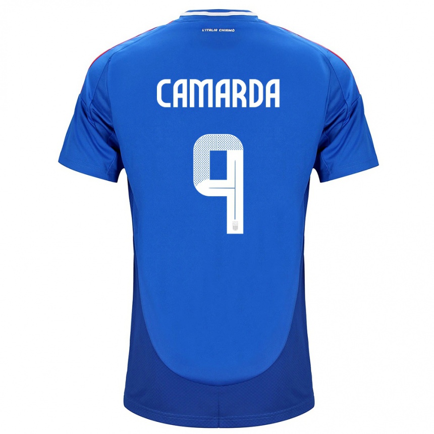 Kids Football Italy Francesco Camarda #9 Blue Home Jersey 24-26 T-Shirt