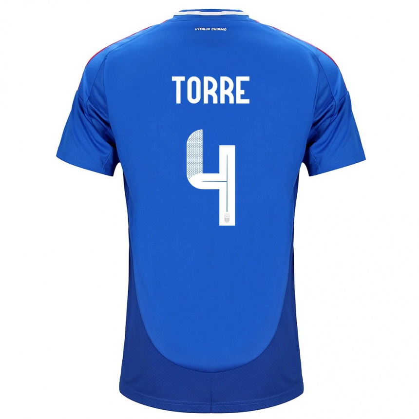 Kids Football Italy Pietro La Torre #4 Blue Home Jersey 24-26 T-Shirt