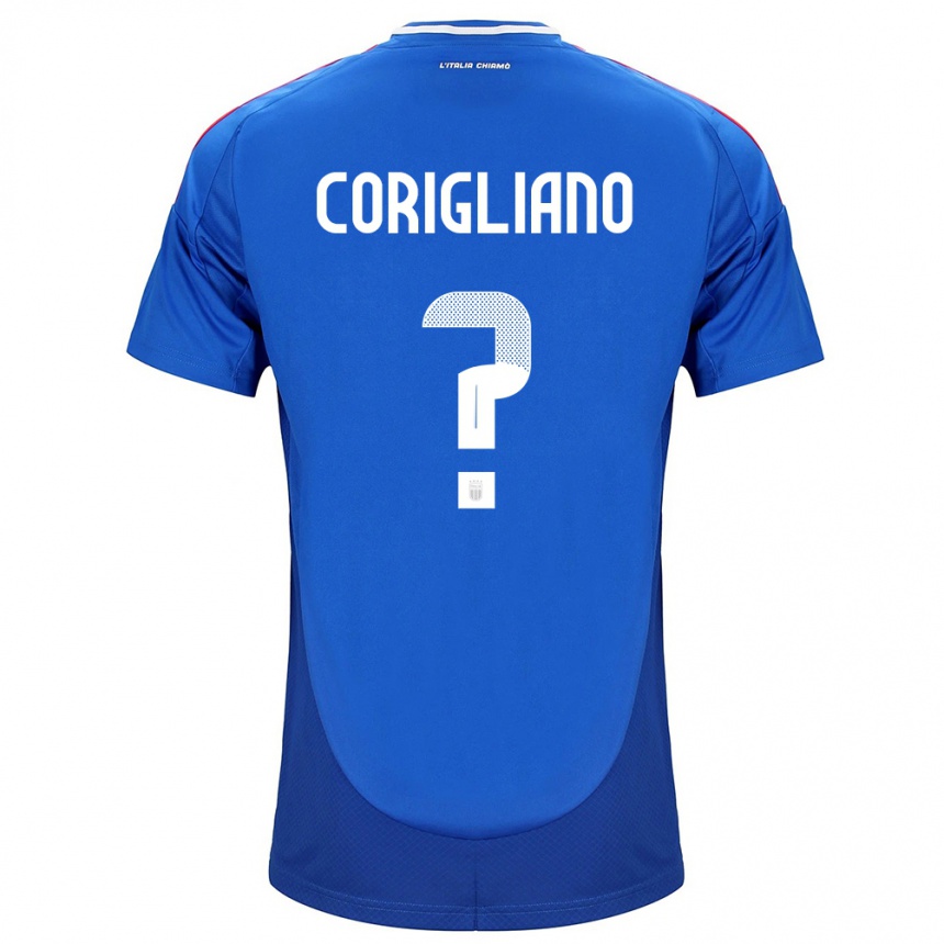 Kids Football Italy Thomas Corigliano #0 Blue Home Jersey 24-26 T-Shirt