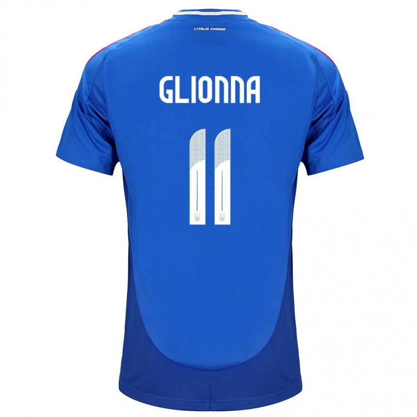 Kids Football Italy Benedetta Glionna #11 Blue Home Jersey 24-26 T-Shirt