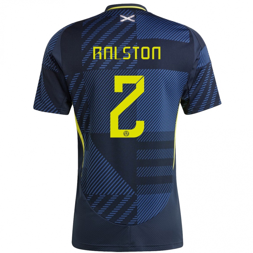 Kids Football Scotland Anthony Ralston #2 Dark Blue Home Jersey 24-26 T-Shirt