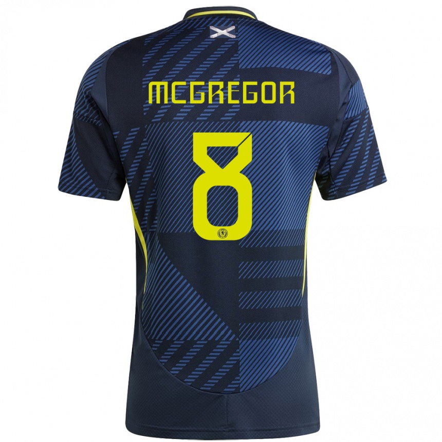 Kids Football Scotland Callum Mcgregor #8 Dark Blue Home Jersey 24-26 T-Shirt