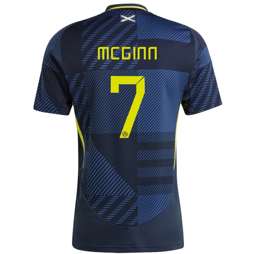 Kids Football Scotland John Mcginn #7 Dark Blue Home Jersey 24-26 T-Shirt
