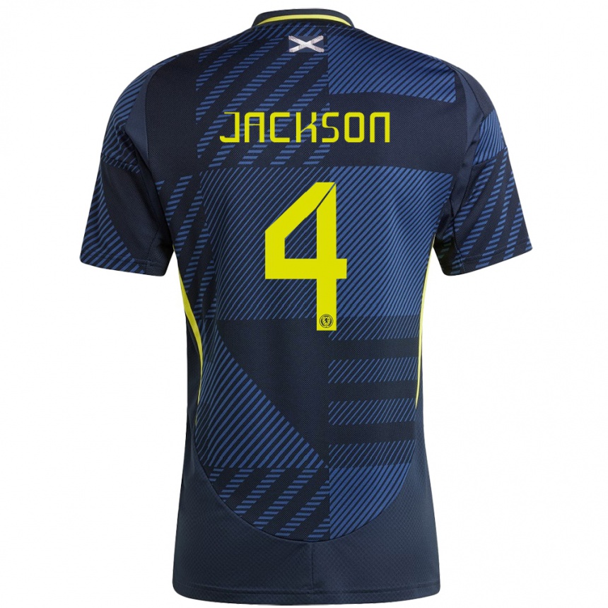 Kids Football Scotland Louis Jackson #4 Dark Blue Home Jersey 24-26 T-Shirt