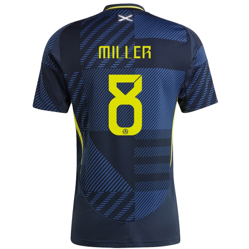 Kids Football Scotland Lennon Miller #8 Dark Blue Home Jersey 24-26 T-Shirt